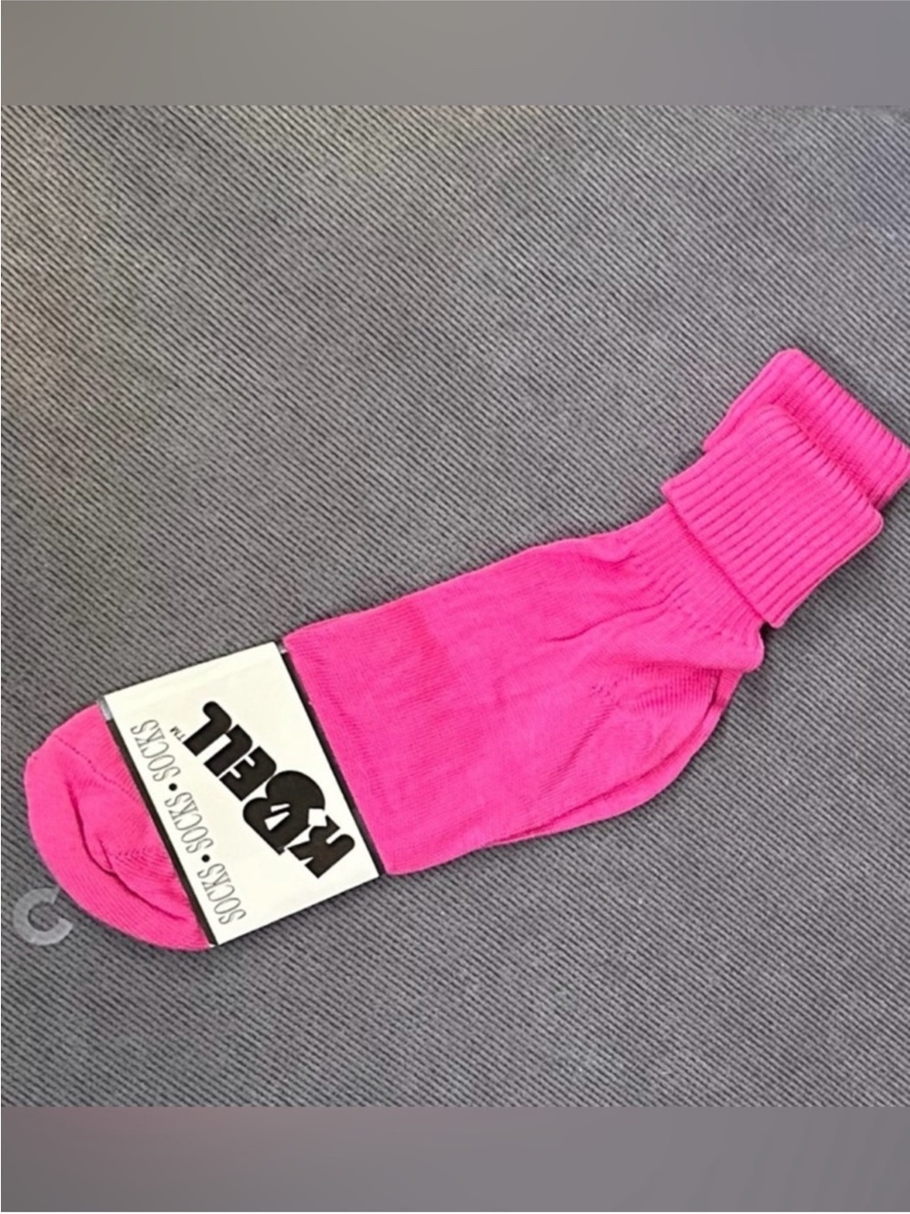 Vintage 80's Ribbed Cuff Socks Crew Style Pink Fold Over Women’s NOS